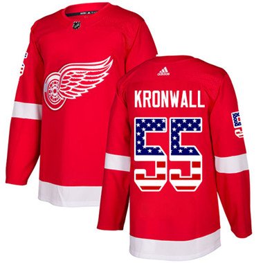 Adidas Detroit Red Wings #55 Niklas Kronwall Red Home Authentic USA Flag Stitched Youth NHL Jersey inbean