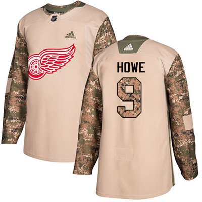 Adidas Detroit Red Wings #9 Gordie Howe Camo Authentic 2017 Veterans Day Stitched Youth NHL Jersey inbean