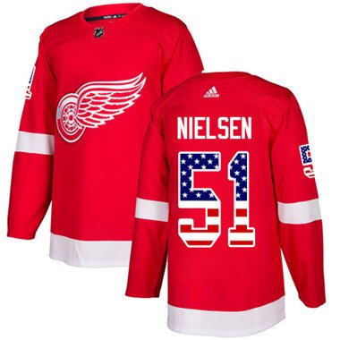 Adidas Detroit Red Wings #51 Frans Nielsen Red Home Authentic USA Flag Stitched Youth NHL Jersey inbean