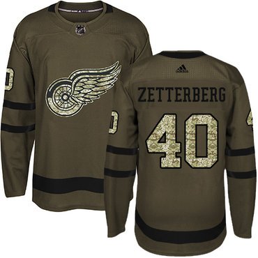 Adidas Detroit Red Wings #40 Henrik Zetterberg Green Salute to Service Stitched Youth NHL Jersey inbean