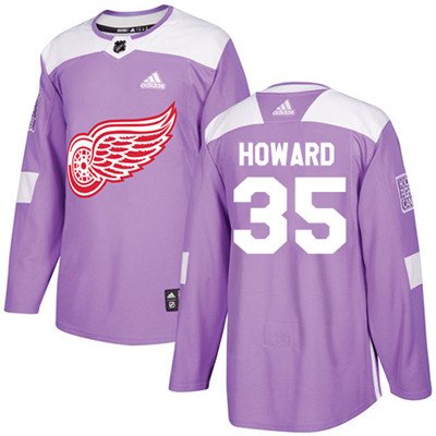 Adidas Detroit Red Wings #35 Jimmy Howard Purple Authentic Fights Cancer Stitched Youth NHL Jersey inbean