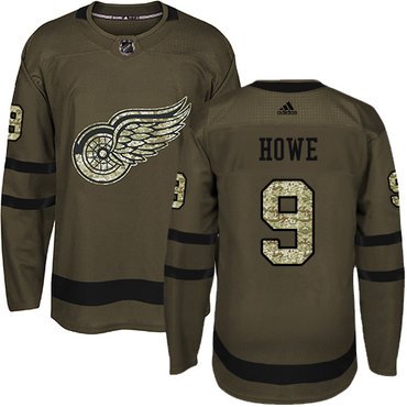 Adidas Detroit Red Wings #9 Gordie Howe Green Salute to Service Stitched Youth NHL Jersey inbean