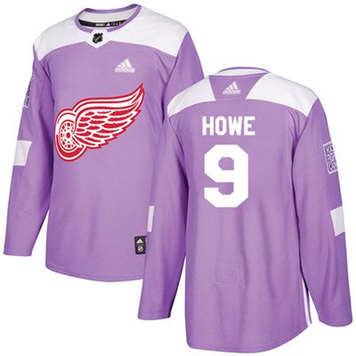 Adidas Detroit Red Wings #9 Gordie Howe Purple Authentic Fights Cancer Stitched Youth NHL Jersey inbean