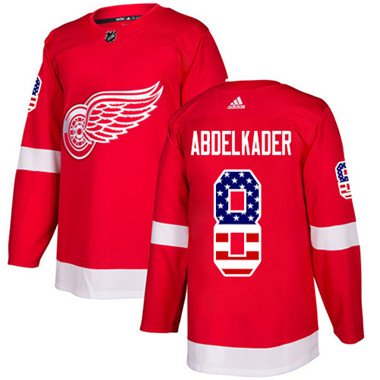 Adidas Detroit Red Wings #8 Justin Abdelkader Red Home Authentic USA Flag Stitched Youth NHL Jersey inbean