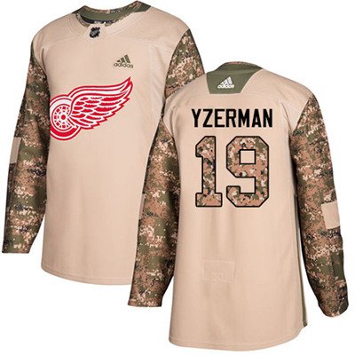 Adidas Detroit Red Wings #19 Steve Yzerman Camo Authentic 2017 Veterans Day Stitched Youth NHL Jersey inbean