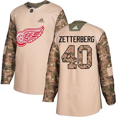 Adidas Detroit Red Wings #40 Henrik Zetterberg Camo Authentic 2017 Veterans Day Stitched Youth NHL Jersey inbean