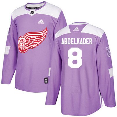 Adidas Detroit Red Wings #8 Justin Abdelkader Purple Authentic Fights Cancer Stitched Youth NHL Jersey inbean