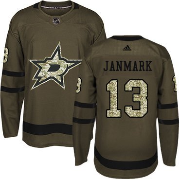 Adidas Dallas Stars #13 Mattias Janmark Green Salute to Service Youth Stitched NHL Jersey inbean