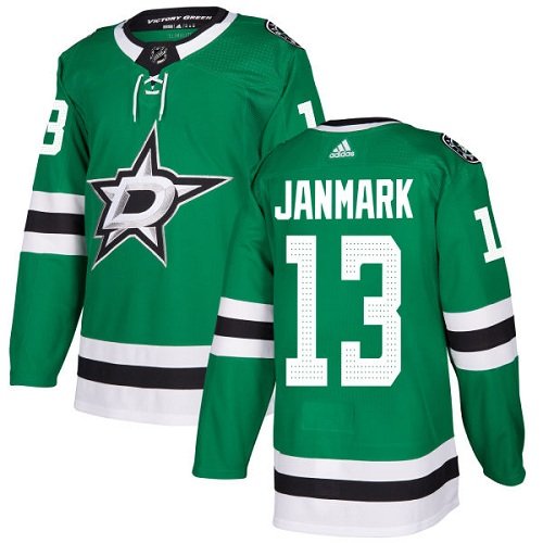 Adidas Dallas Stars #13 Mattias Janmark Green Home Authentic Youth Stitched NHL Jersey inbean