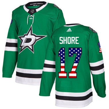 Adidas Dallas Stars #17 Devin Shore Green Home Authentic USA Flag Youth Stitched NHL Jersey inbean