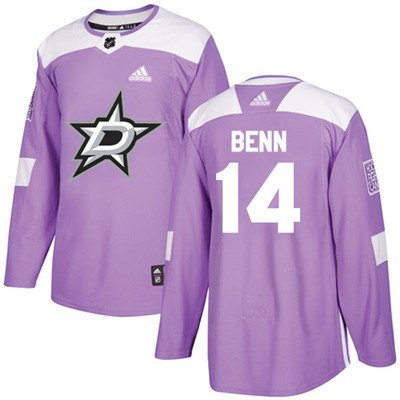 Adidas Dallas Stars #14 Jamie Benn Purple Authentic Fights Cancer Youth Stitched NHL Jersey inbean