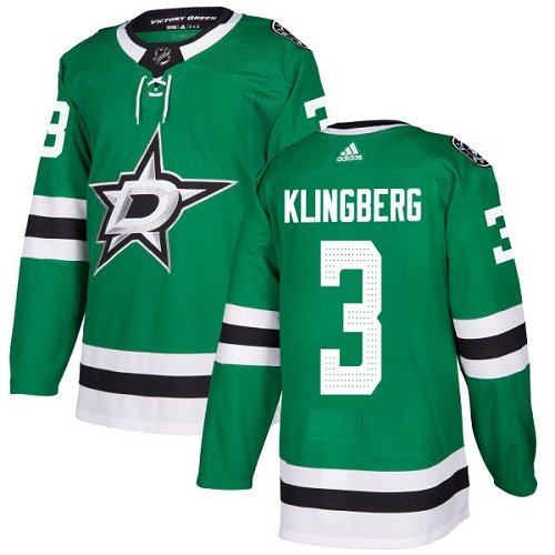 Adidas Dallas Stars #3 John Klingberg Green Home Authentic Youth Stitched NHL Jersey inbean