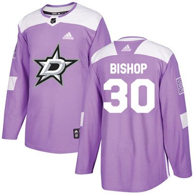 Adidas Dallas Stars #30 Ben Bishop Purple Authentic Fights Cancer Youth Stitched NHL Jersey inbean