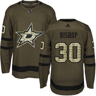 Adidas Dallas Stars #30 Ben Bishop Green Salute to Service Youth Stitched NHL Jersey inbean