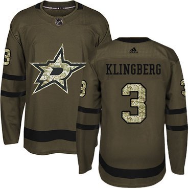 Adidas Dallas Stars #3 John Klingberg Green Salute to Service Youth Stitched NHL Jersey inbean