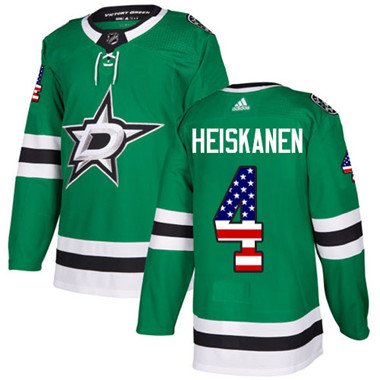 Adidas Dallas Stars #4 Miro Heiskanen Green Home Authentic USA Flag Youth Stitched NHL Jersey inbean