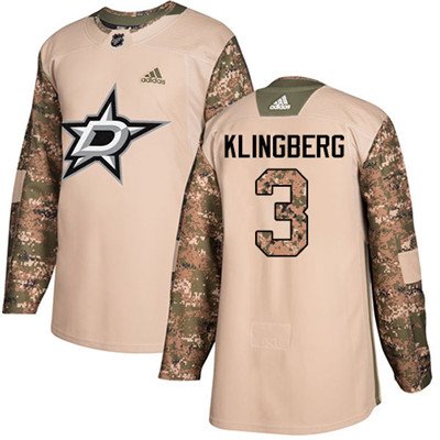 Adidas Dallas Stars #3 John Klingberg Camo Authentic 2017 Veterans Day Youth Stitched NHL Jersey inbean