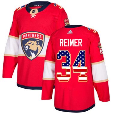 Adidas Florida Panthers #34 James Reimer Red Home Authentic USA Flag Stitched Youth NHL Jersey inbean