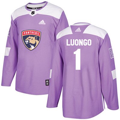 Adidas Florida Panthers #1 Roberto Luongo Purple Authentic Fights Cancer Stitched Youth NHL Jersey inbean