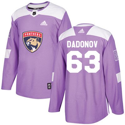 Adidas Florida Panthers #63 Evgenii Dadonov Purple Authentic Fights Cancer Stitched Youth NHL Jersey inbean