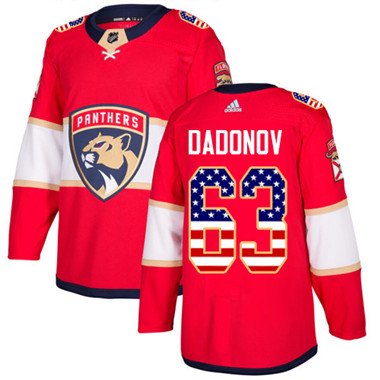 Adidas Florida Panthers #63 Evgenii Dadonov Red Home Authentic USA Flag Stitched Youth NHL Jersey inbean