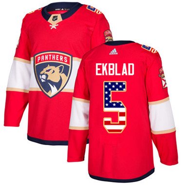 Adidas Florida Panthers #5 Aaron Ekblad Red Home Authentic USA Flag Stitched Youth NHL Jersey inbean