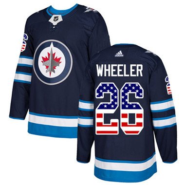 Adidas Winnipeg Jets #26 Blake Wheeler Navy Blue Home Authentic USA Flag Stitched Youth NHL Jersey inbean