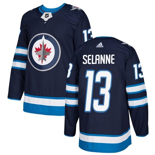 Adidas Winnipeg Jets #13 Teemu Selanne Navy Blue Home Authentic Stitched Youth NHL Jersey inbean