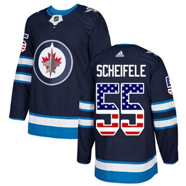 Adidas Winnipeg Jets #55 Mark Scheifele Navy Blue Home Authentic USA Flag Stitched Youth NHL Jersey inbean