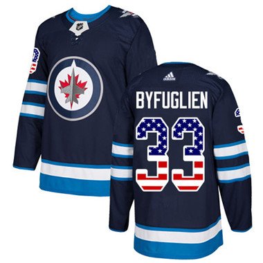 Adidas Winnipeg Jets #33 Dustin Byfuglien Navy Blue Home Authentic USA Flag Stitched Youth NHL Jersey inbean