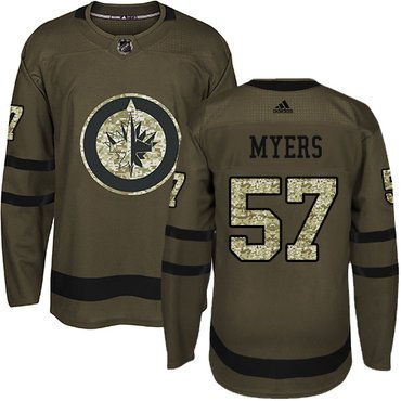 Adidas Winnipeg Jets #57 Tyler Myers Green Salute to Service Stitched Youth NHL Jersey inbean