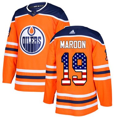 Adidas Edmonton Oilers #19 Patrick Maroon Orange Home Authentic USA Flag Stitched Youth NHL Jersey inbean