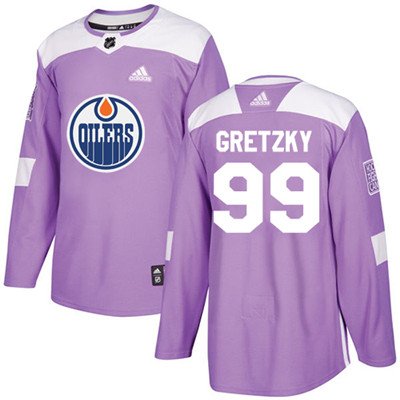 Adidas Edmonton Oilers #99 Wayne Gretzky Purple Authentic Fights Cancer Stitched Youth NHL Jersey inbean