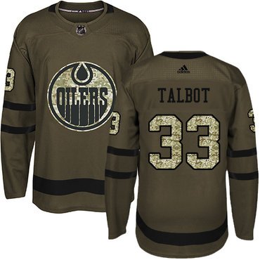 Adidas Edmonton Oilers #33 Cam Talbot Green Salute to Service Stitched Youth NHL Jersey inbean