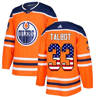 Adidas Edmonton Oilers #33 Cam Talbot Orange Home Authentic USA Flag Stitched Youth NHL Jersey inbean