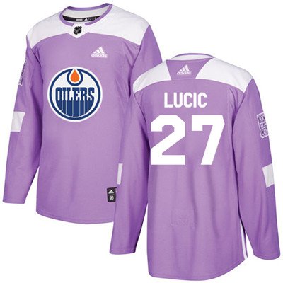 Adidas Edmonton Oilers #27 Milan Lucic Purple Authentic Fights Cancer Stitched Youth NHL Jersey inbean