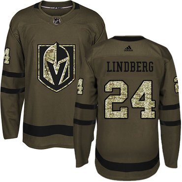 Adidas Vegas Golden Knights #24 Oscar Lindberg Green Salute to Service Stitched Youth NHL Jersey inbean