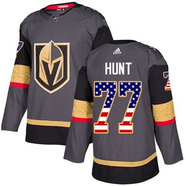 Adidas Vegas Golden Knights #77 Brad Hunt Grey Home Authentic USA Flag Stitched Youth NHL Jersey inbean