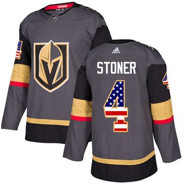 Adidas Vegas Golden Knights #4 Clayton Stoner Grey Home Authentic USA Flag Stitched Youth NHL Jersey inbean