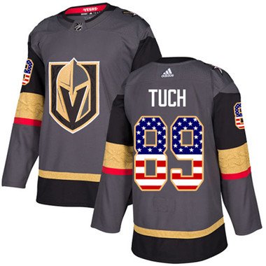 Adidas Vegas Golden Knights #89 Alex Tuch Grey Home Authentic USA Flag Stitched Youth NHL Jersey inbean