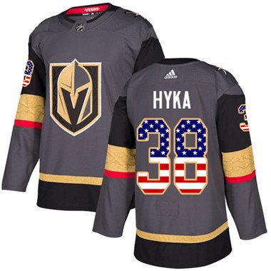 Adidas Vegas Golden Knights #38 Tomas Hyka Grey Home Authentic USA Flag Stitched Youth NHL Jersey inbean