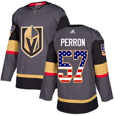 Adidas Vegas Golden Knights #57 David Perron Grey Home Authentic USA Flag Stitched Youth NHL Jersey inbean