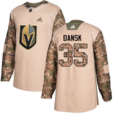 Adidas Vegas Golden Knights #35 Oscar Dansk Camo Authentic 2017 Veterans Day Stitched Youth NHL Jersey inbean