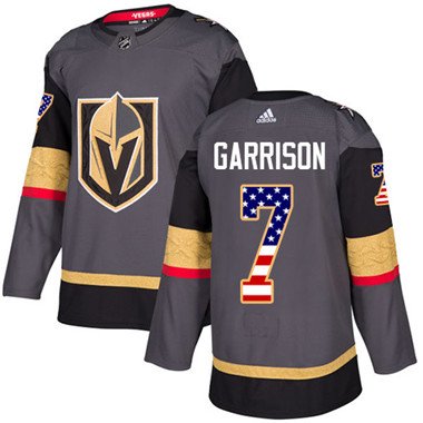 Adidas Vegas Golden Knights #7 Jason Garrison Grey Home Authentic USA Flag Stitched Youth NHL Jersey inbean