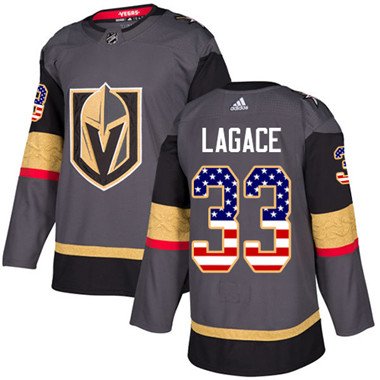 Adidas Vegas Golden Knights #33 Maxime Lagace Grey Home Authentic USA Flag Stitched Youth NHL Jersey inbean