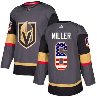 Adidas Vegas Golden Knights #6 Colin Miller Grey Home Authentic USA Flag Stitched Youth NHL Jersey inbean