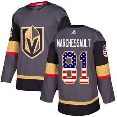 Adidas Vegas Golden Knights #81 Jonathan Marchessault Grey Home Authentic USA Flag Stitched Youth NHL Jersey inbean