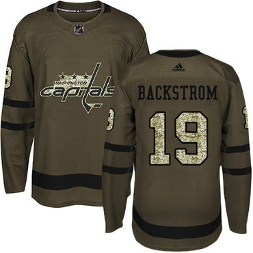 Adidas Washington Capitals #19 Nicklas Backstrom Green Salute to Service Stitched Youth NHL Jersey inbean