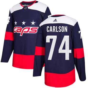 Adidas Washington Capitals #74 John Carlson Navy Authentic 2018 Stadium Series Stitched Youth NHL Jersey inbean