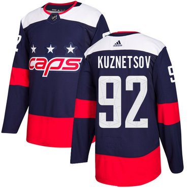 Adidas Washington Capitals #92 Evgeny Kuznetsov Navy Authentic 2018 Stadium Series Stitched Youth NHL Jersey inbean